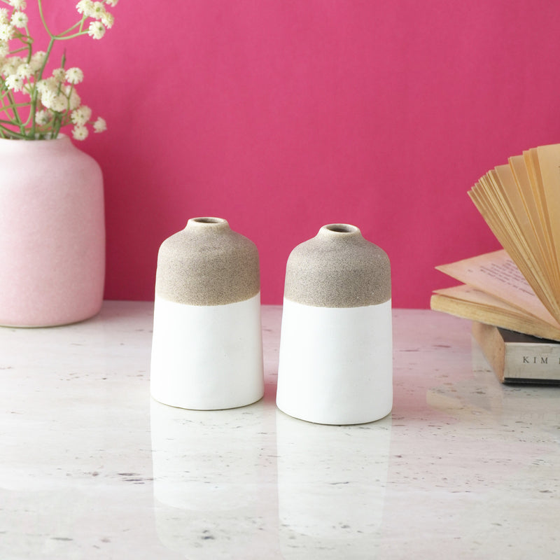 Modern Two- Tone Ceramic Vase- Set of 2