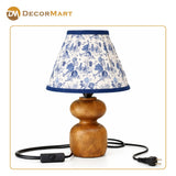 Decorative Wooden Base Table Lamp with Lampshade – Modern Bedside Light for Home & Office(Bulb Included)