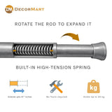 Extendable Metal Curtain Tension Rod – No Drill Spring Loaded Anti-Skid Rod