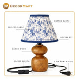 Decorative Wooden Base Table Lamp with Lampshade – Modern Bedside Light for Home & Office(Bulb Included)