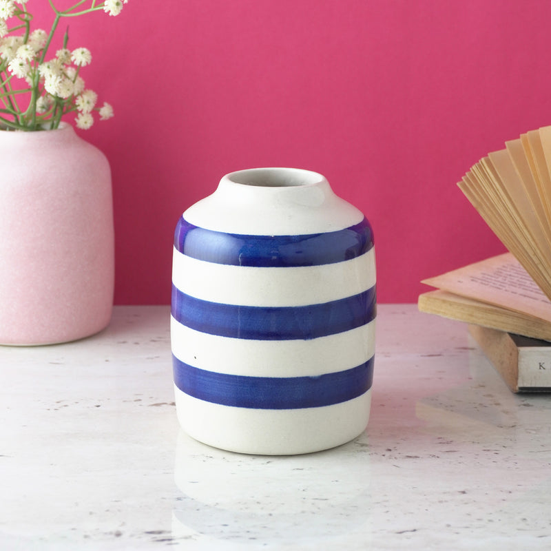 Blue Swatched Vertical Ceramic Vase