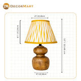 Decorative Wooden Base Table Lamp with Lampshade – Modern Bedside Light for Home & Office(Bulb Included)
