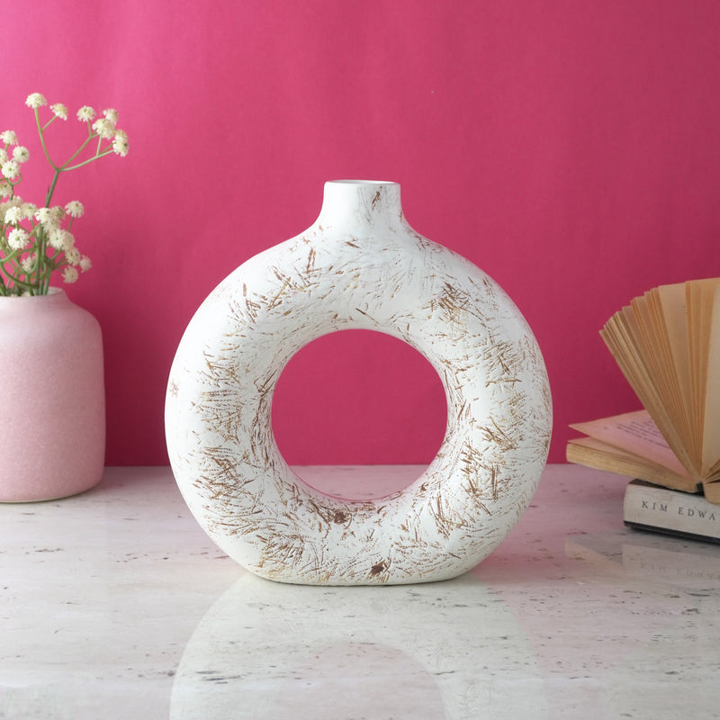 Gold Swatched Donut Ceramic Vase