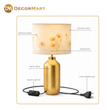 Decorative Metal Table Lamp with Printed Shade for Bedroom, Office & Home (Bulb Included)