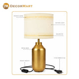 Decorative Metal Table Lamp with Printed Shade for Bedroom, Office & Home (Bulb Included)