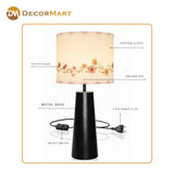 Metal Table Lamp with Floral Printed Fabric Shade