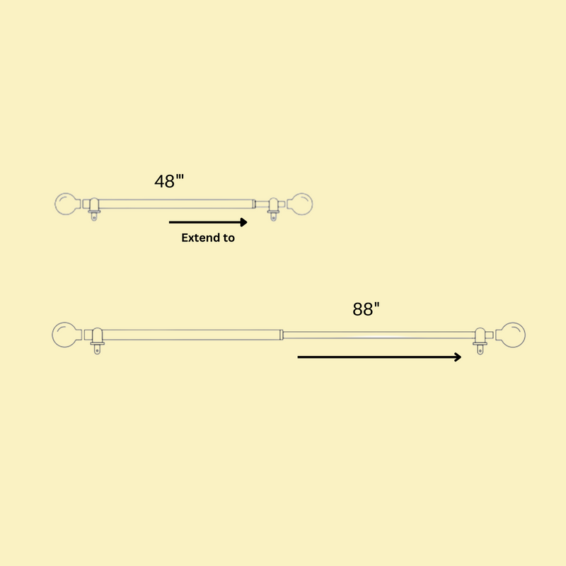 REGAL METAL FINIAL EXTENDABLE DOUBLE CURTAIN ROD WHITE 19MM (HARDWARE INCLUDED)