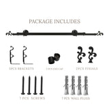 Regal Metal Finial Extendable Double Curtain Rod Black 19MM (Hardware Included)
