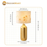 Decorative Metal Table Lamp with Printed Shade for Bedroom, Office & Home (Bulb Included)