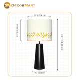Metal Table Lamp with Leaf Print Fabric Shade