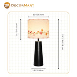 Metal Table Lamp with Floral Printed Fabric Shade