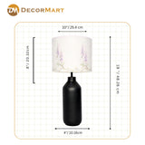 Decorative Metal Table Lamp with Printed Shade for Bedroom, Office & Home (Bulb Included)