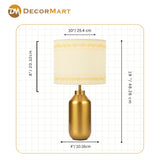 Decorative Metal Table Lamp with Printed Shade for Bedroom, Office & Home (Bulb Included)