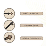 Typho Brass Metal Finial Extendable Curtain Rod Black 19MM (Hardware Included)