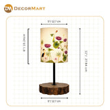 Decorative Wooden Base Table Lamp with Printed Shade – Modern Bedside Light for Home & Office(Bulb Included)