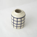 Blue Checked Vertical Ceramic Vase
