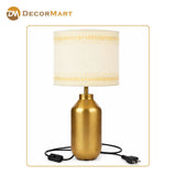 Elegant Metal Base Table Lamp with Printed Fabric Shade
