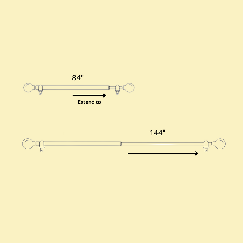 Marble Ball Finial Extendable Curtain Rod Gold 19MM (Hardware Included)