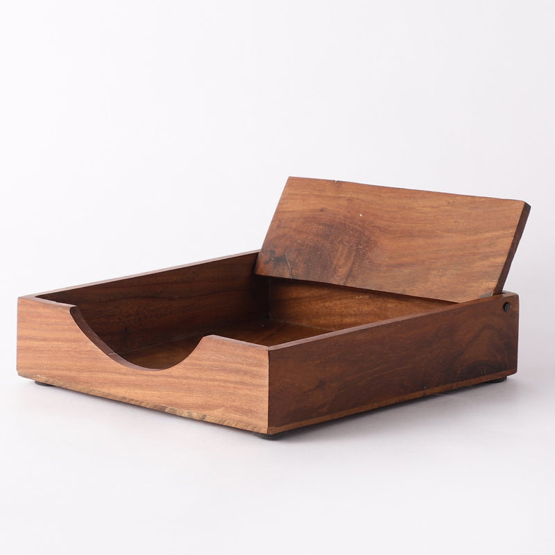 Wooden Carved Tissue Holder- Walnut