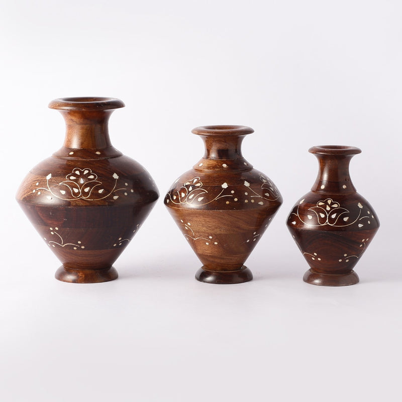 Wooden Vase- Walnut (Set of 3)