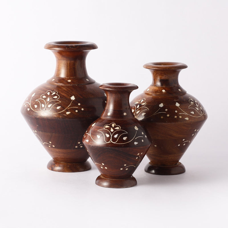 Wooden Vase- Walnut (Set of 3)