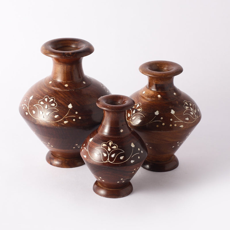 Wooden Vase- Walnut (Set of 3)