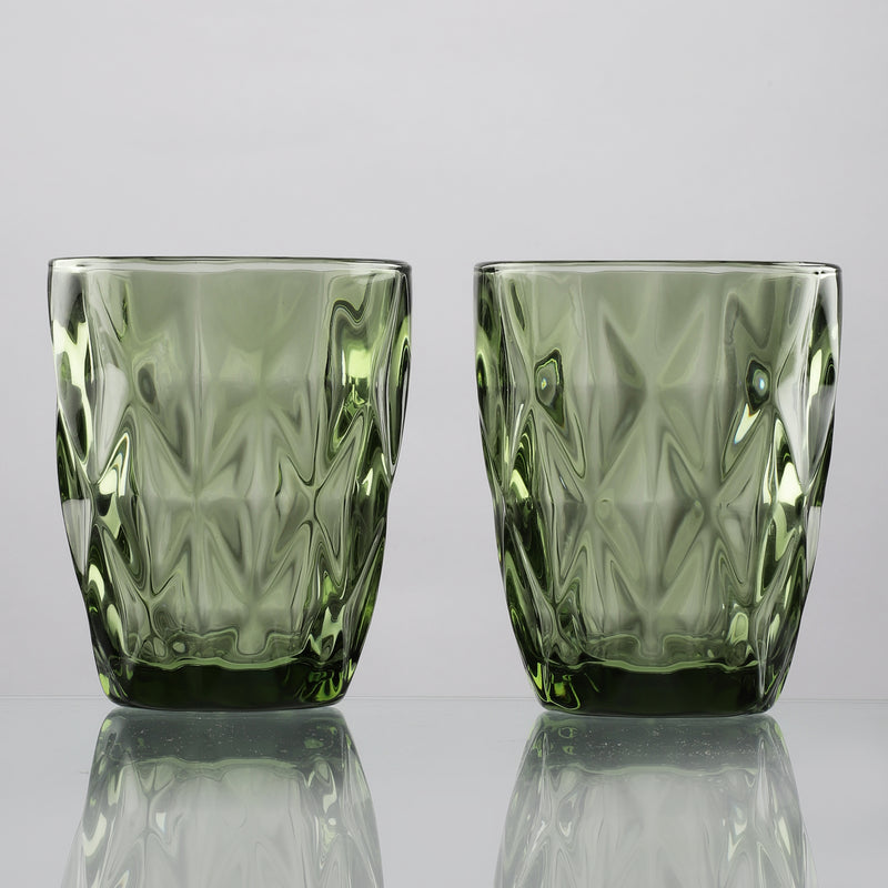 Glass Tinted Drinking Glass- Sage (Set Of 2)