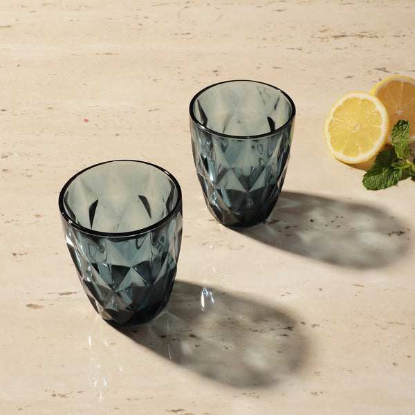 Glass Tinted Drinking Glass- Aqua (Set Of 2)