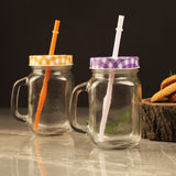 Glass Assorted Mason Jars With Straw- Set Of 6