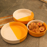 Yellow & White Statement Platter- Set of 3