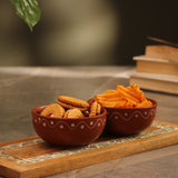 Terracotta Finished Ceramic Bowl- Set of 2