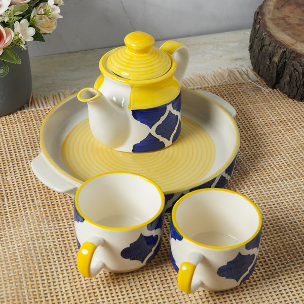 Blue & Yellow Moroccan Ceramic Tea Set