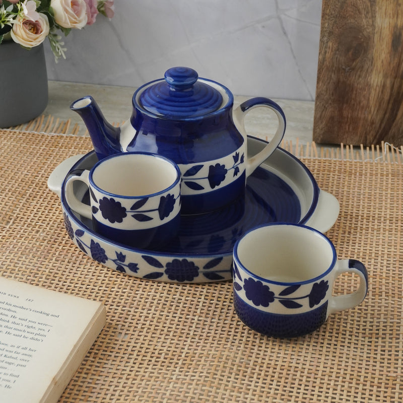 Blue Umrao Print Ceramic Tea Set