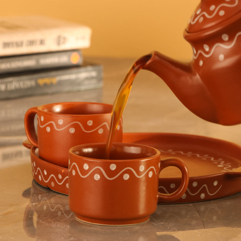 Terracotta Finished Ceramic Tea Set