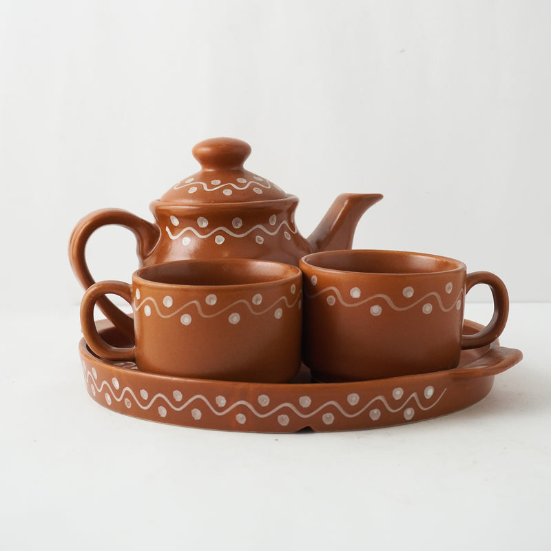 Terracotta Finished Ceramic Tea Set