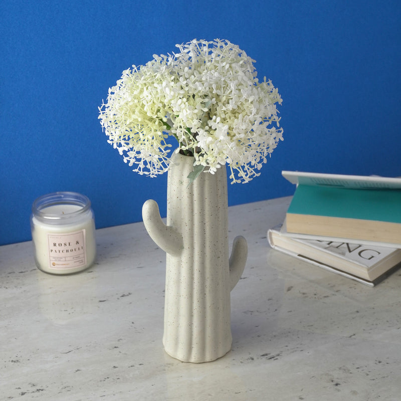 Beige Cactus Ceramic Vase