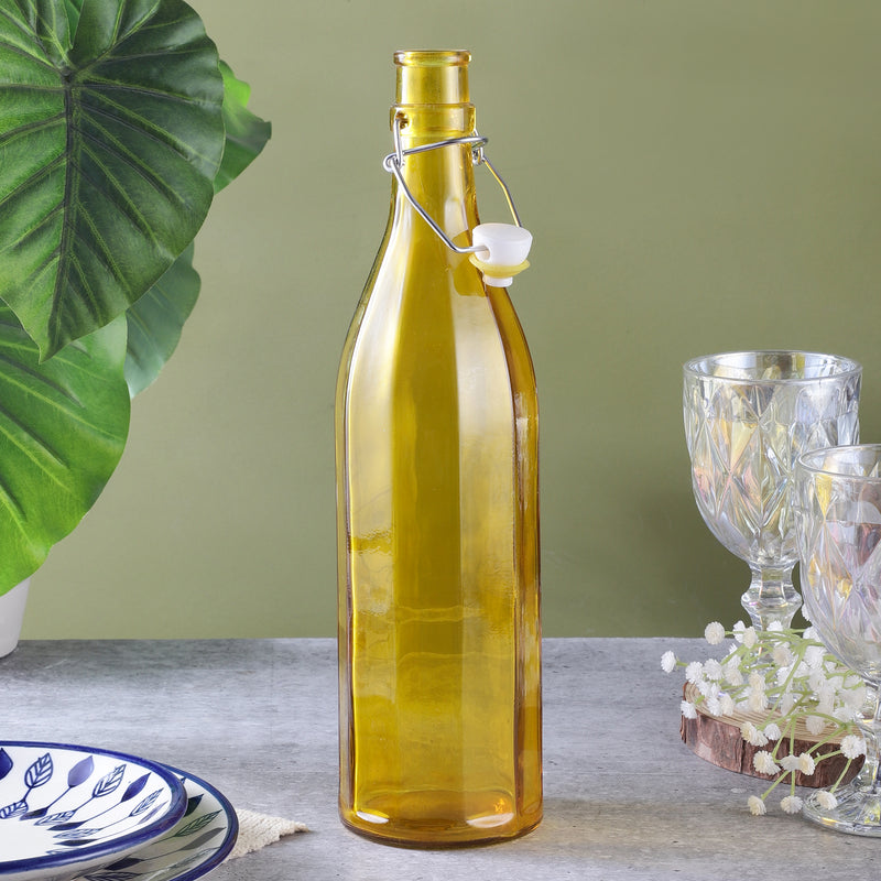 Tinted Glass Fliptop Bottle- Yellow