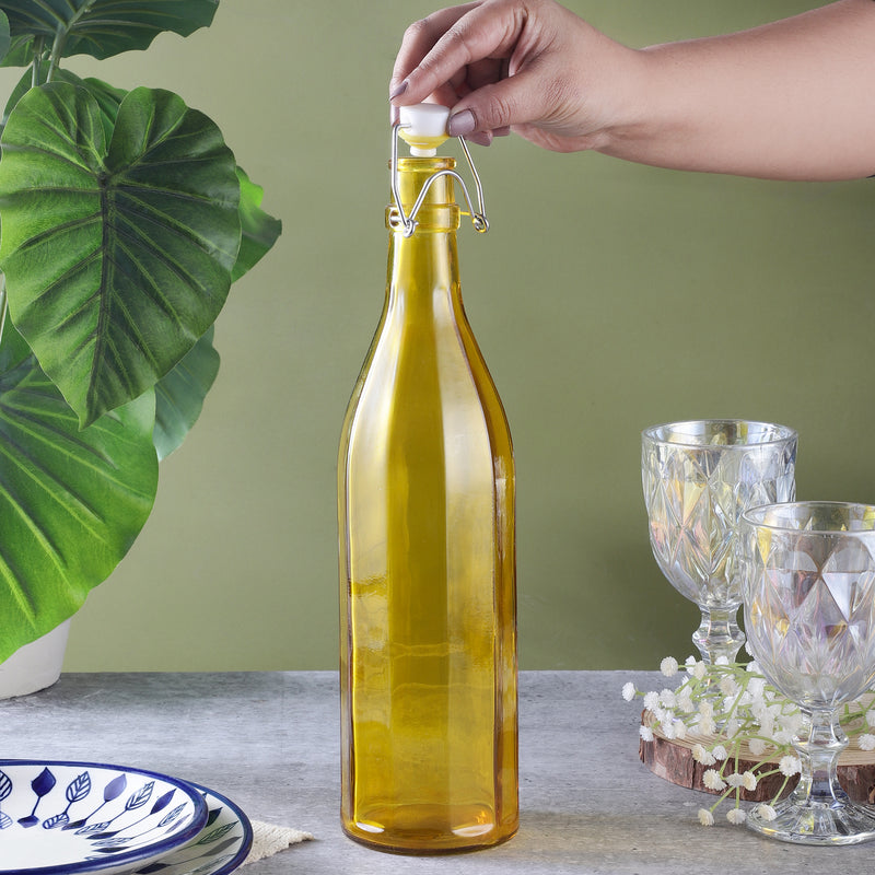 Tinted Glass Fliptop Bottle- Yellow