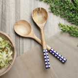 Wooden Checkered Serving Spoon- Set Of 2