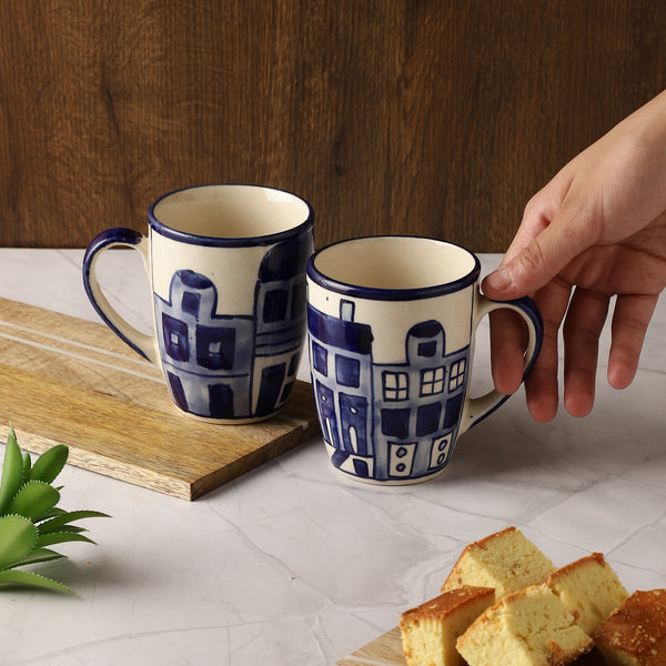 City in blue mug - set of 2