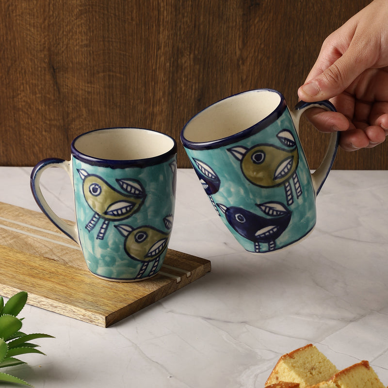 Whimsical birds mug - Set of 2