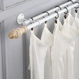 Carved Distressed White Finial Extendable Double Curtain Rod White 19MM (Hardware Included)