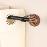 Pomp Wood Finial Extendable Curtain Rod Black 19MM (Hardware Included)