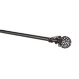 Ventilia Metal Finial Extendable Curtain Rod Black 25MM (Hardware Included)