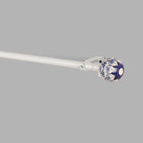 Handpainted Floral Ceramic Finial Extendable Curtain Rod White 19MM (Hardware Included)