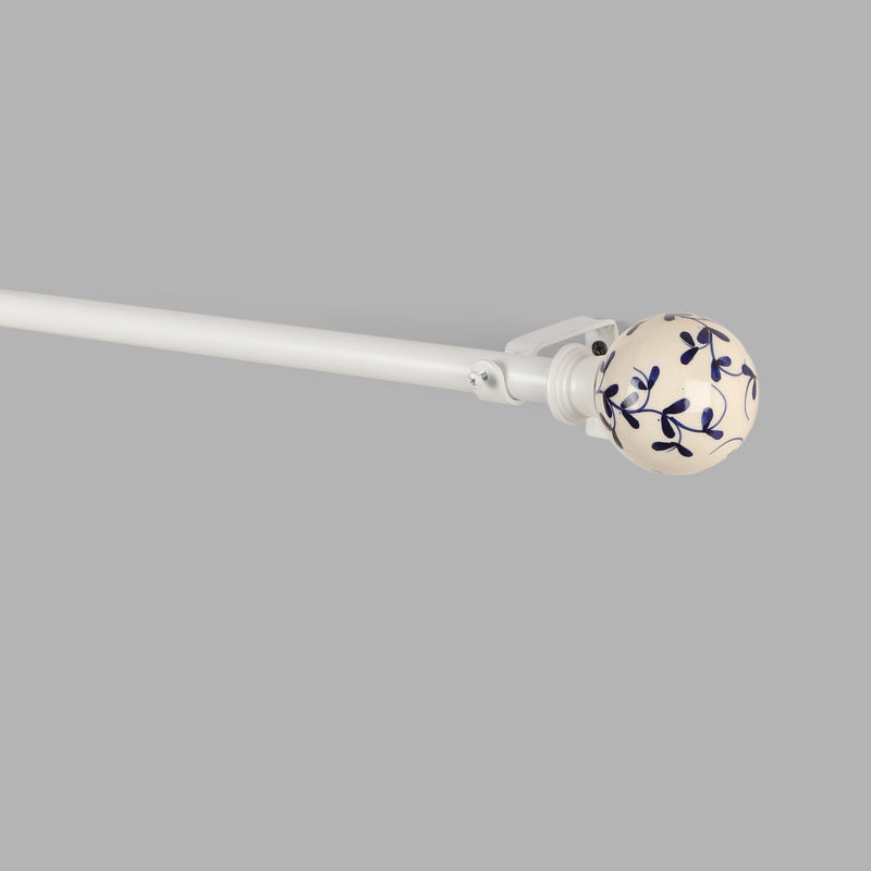 Mughal Ceramic Finial Extendable Curtain Rod White 19MM (Hardware Included)