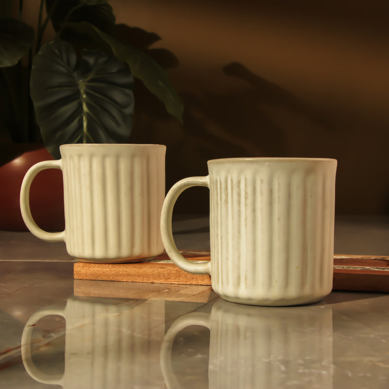 White Striped Ceramic Coffee Mug