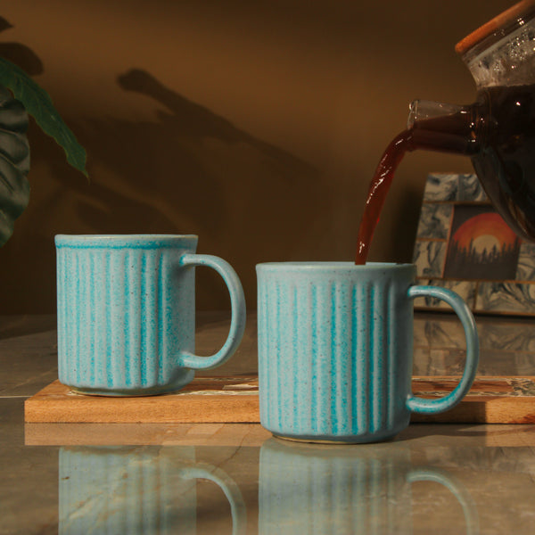 Blue Striped Ceramic Coffee Mug