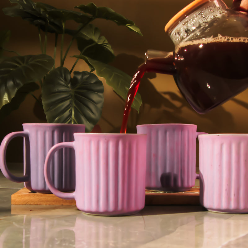 Lilac Striped Ceramic Coffee Mug