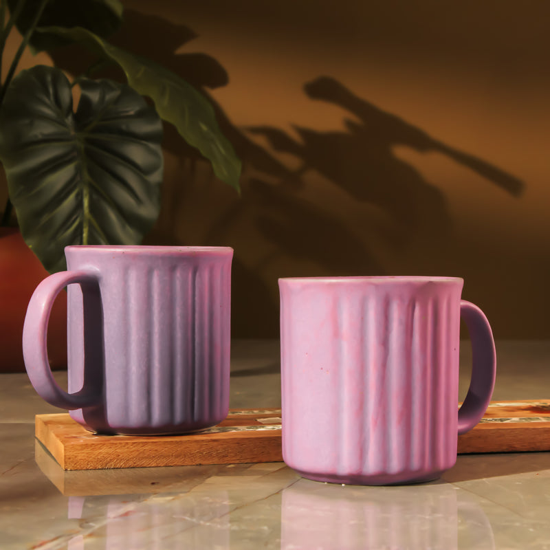 Lilac Striped Ceramic Coffee Mug